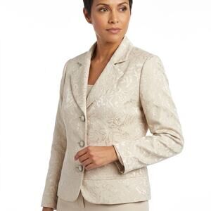 Danillo Beige Embossed Lined Jacket Women Size 6